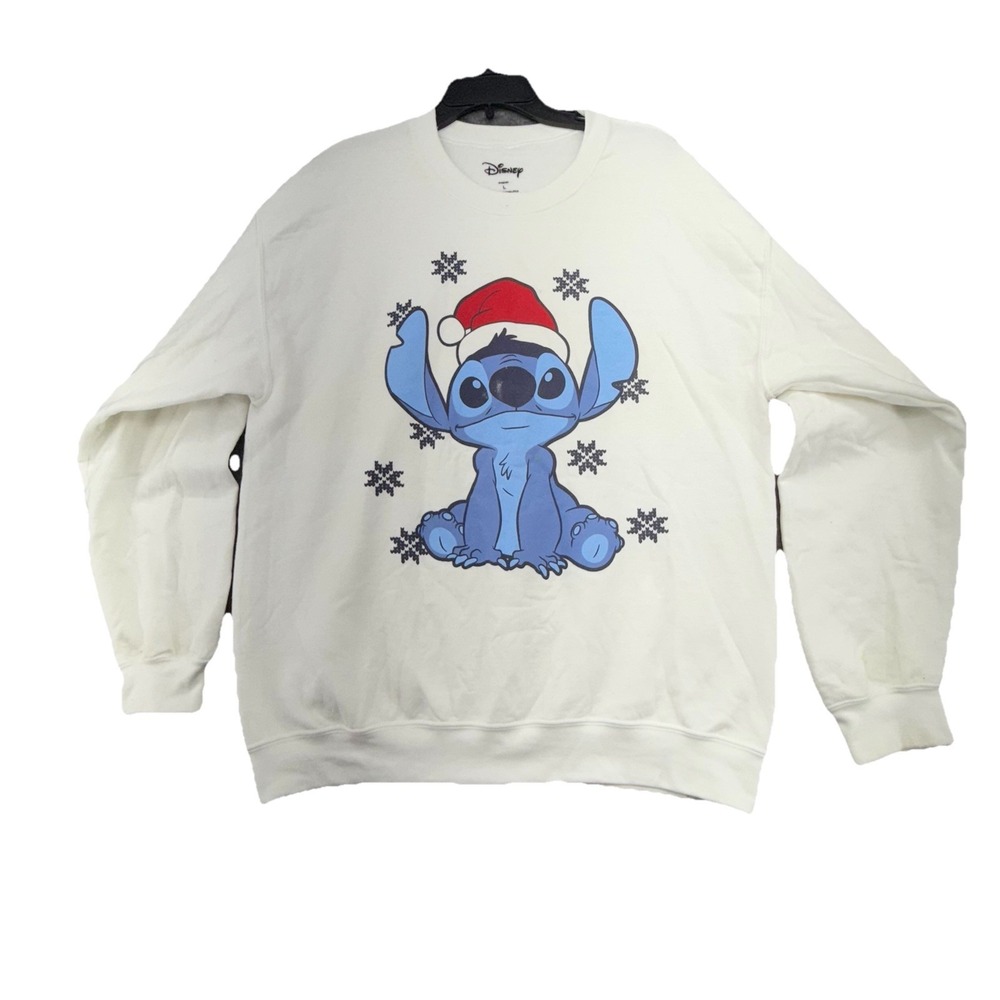 Disneyโ Stitch Large Womens Crewneck Sweatshirt White Movie Oversized